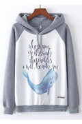 Women Exceptional Letter Pattern Drawstring Hooded Neck Pullover Winter Casual Hoodie
