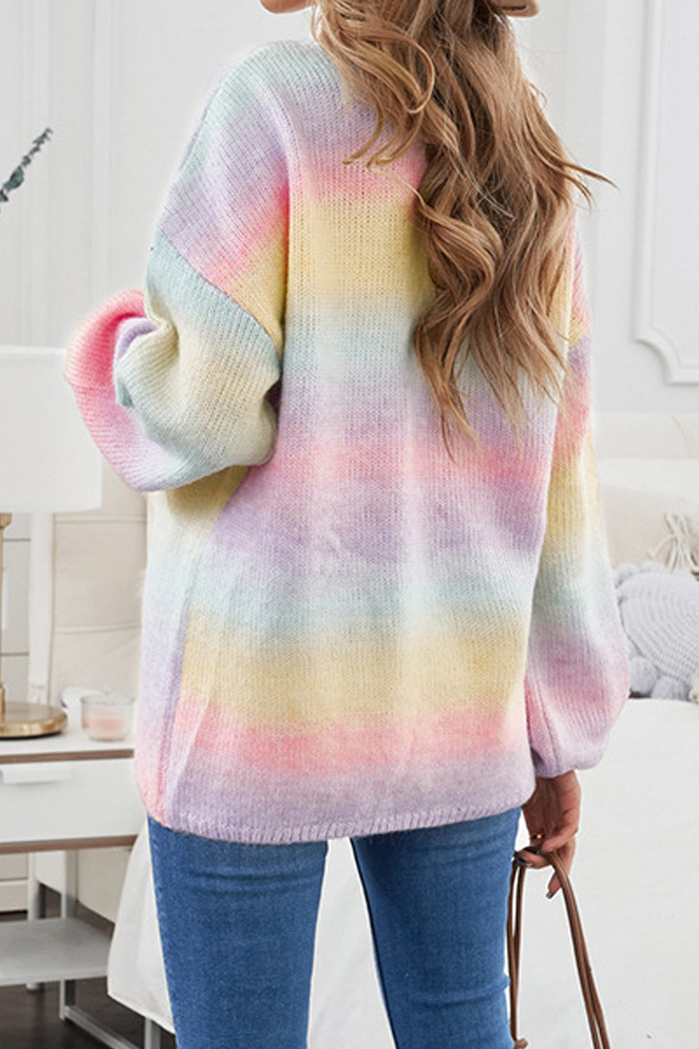 Women Lovely Mulitcolor Front Open Long Sleeve Restful Loose Fit Fashionic Winter Cardigan