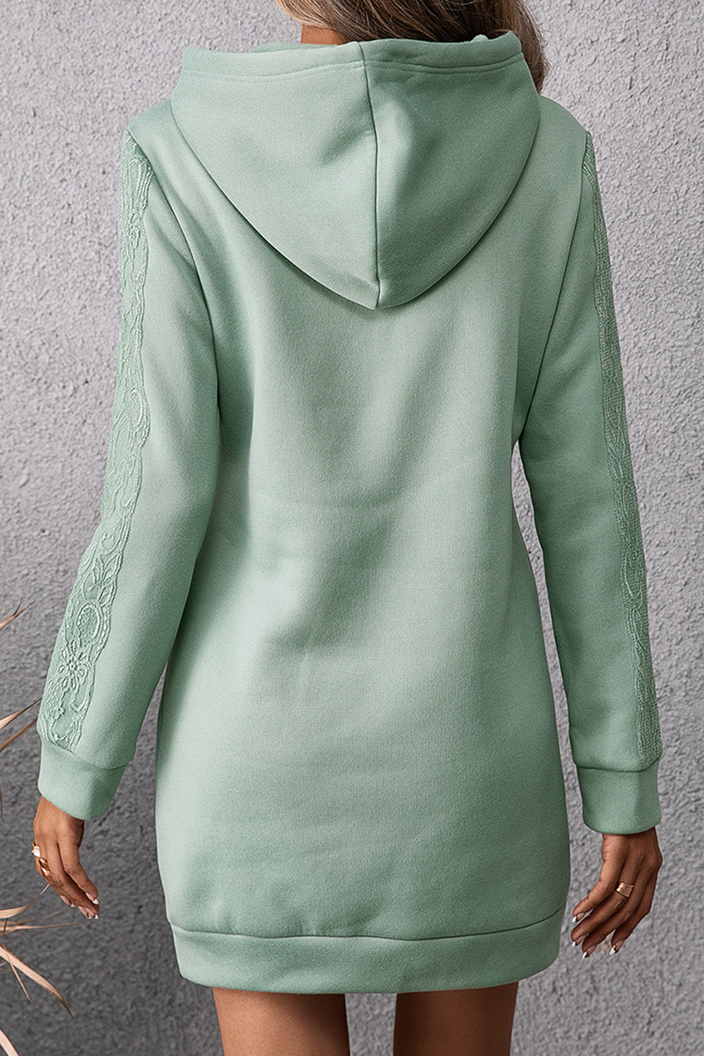 Women Lovely Solid Colored Comfortable Long Sleeve Durable Drawstring Mid-Length Hoodie