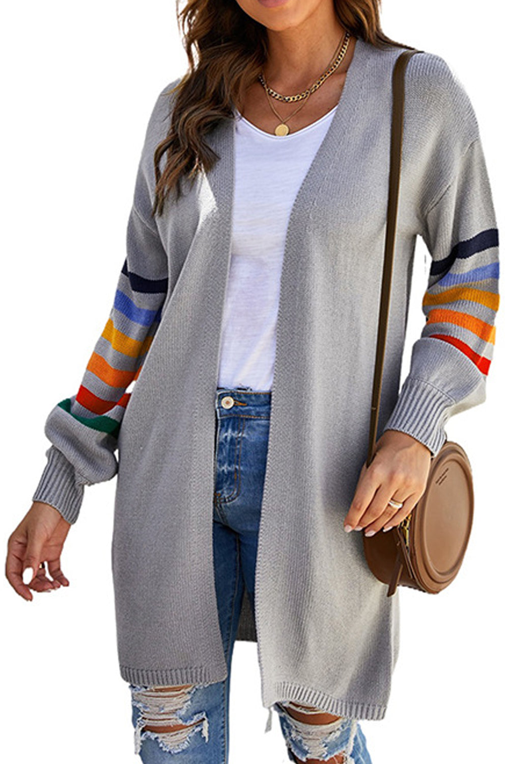 Women Restful Easily Wearable Colorful Sleeve Solid Pattern Warm & Thick Cardigan
