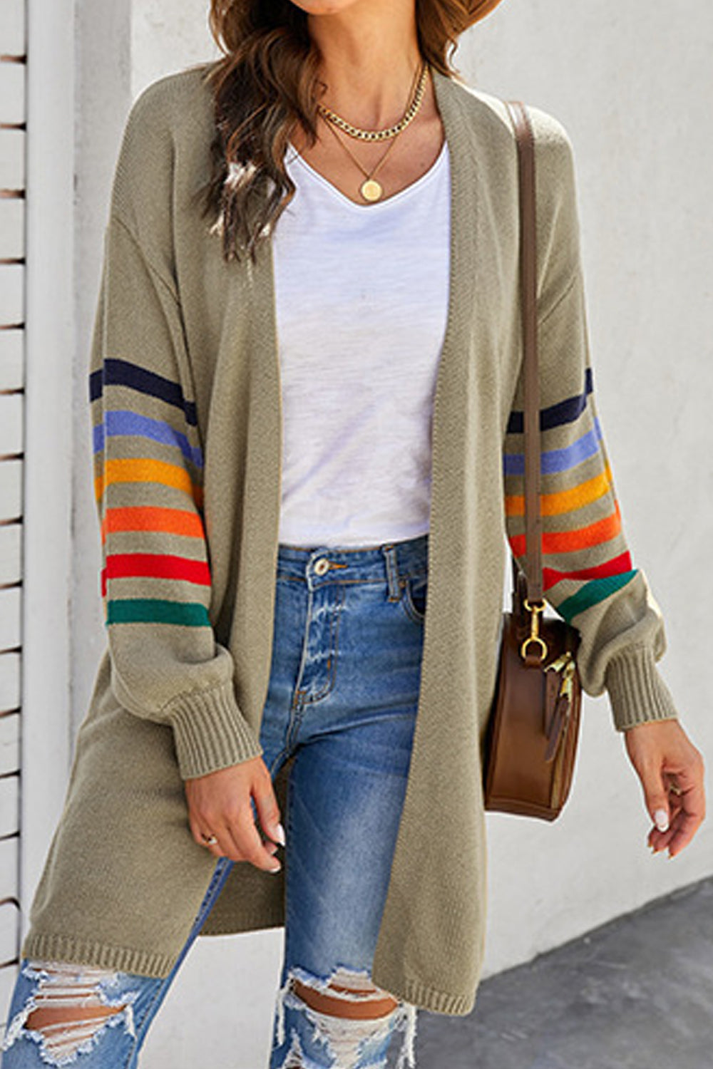 Women Restful Easily Wearable Colorful Sleeve Solid Pattern Warm & Thick Cardigan