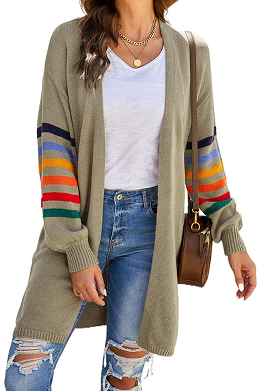 Women Restful Easily Wearable Colorful Sleeve Solid Pattern Warm & Thick Cardigan