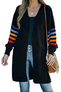 Women Restful Easily Wearable Colorful Sleeve Solid Pattern Warm & Thick Cardigan