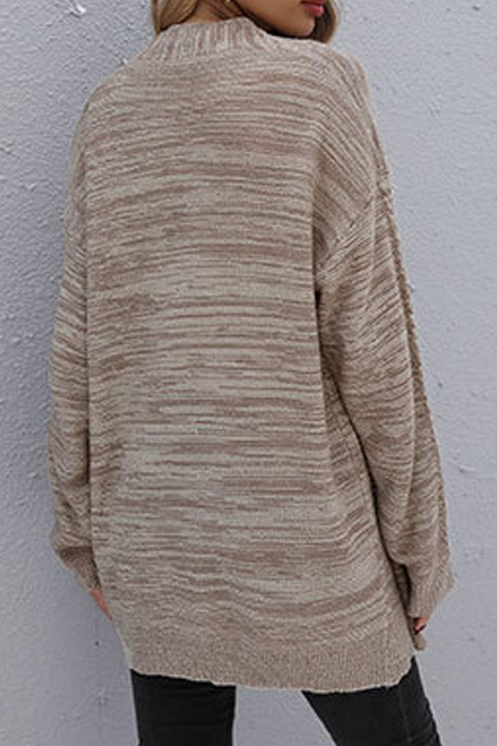 Women Elegent Solid Colored Comfy Long Sleeve Mid-Length Fashion Front Open Winter Cardigan