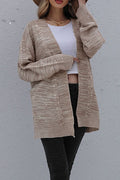 Women Elegent Solid Colored Comfy Long Sleeve Mid-Length Fashion Front Open Winter Cardigan