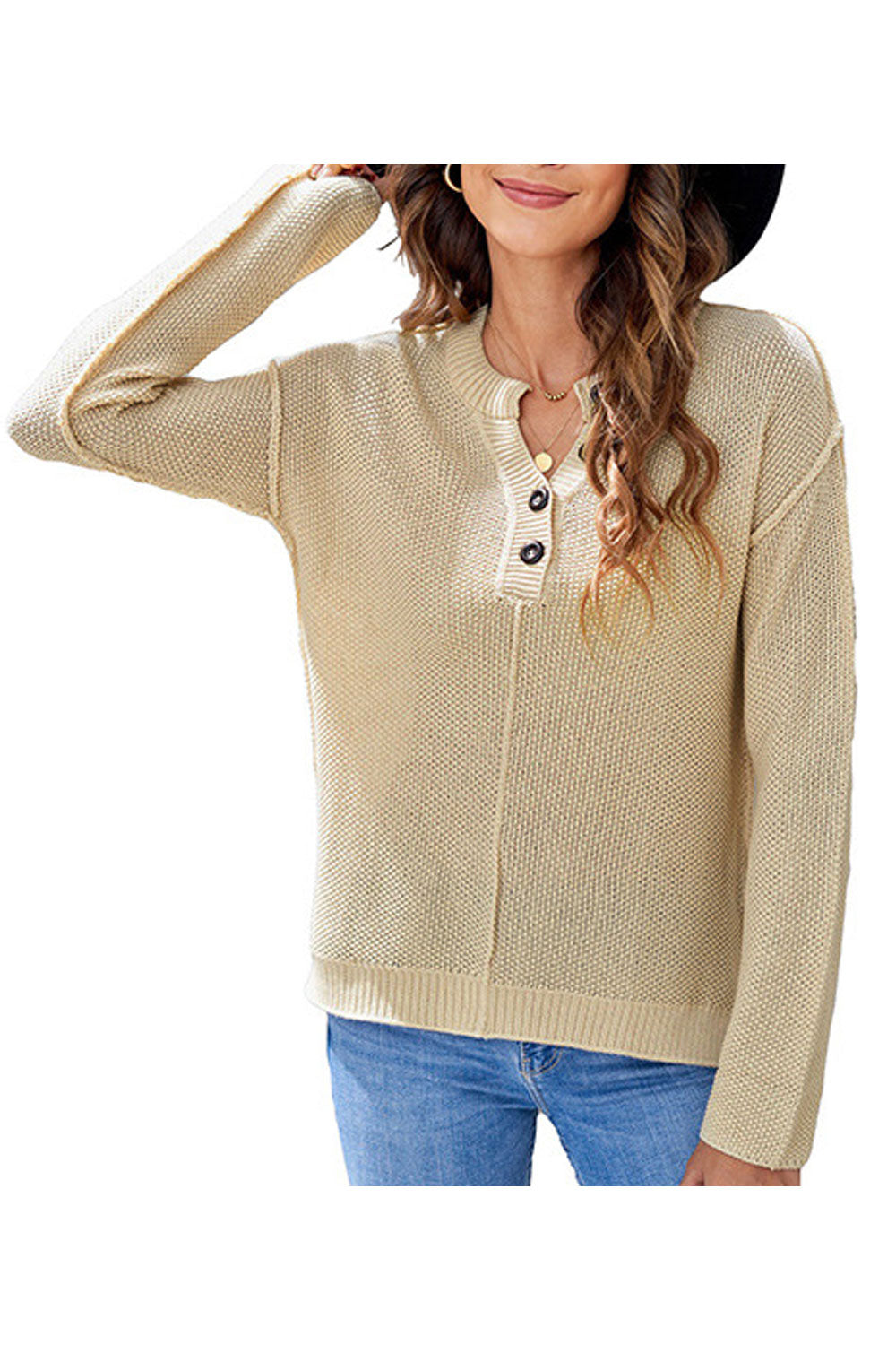 Women Awesome Solid Colored Half Open Collar Long Sleeve Winter Windbreaker Sweater