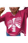 Women Restful V-Neck Classy Printed Pattern Warm Long Sleeve Winter Casual Sweater