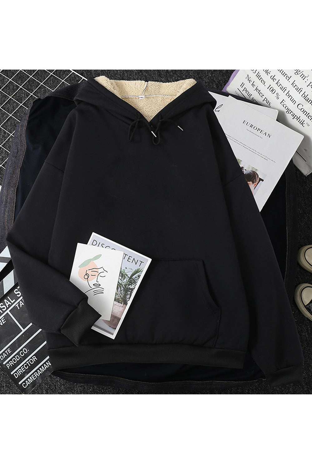 Women Fantastic Solid Colored Loose Long Sleeve Thick & Warm Winter Weekend Hoodie