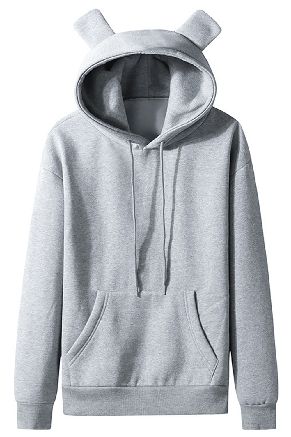 Women Comfortable Long Sleeve Pockets Designed Durable Drawstring Hooded Neck Trendy Solid Colored Pullover Hoodie