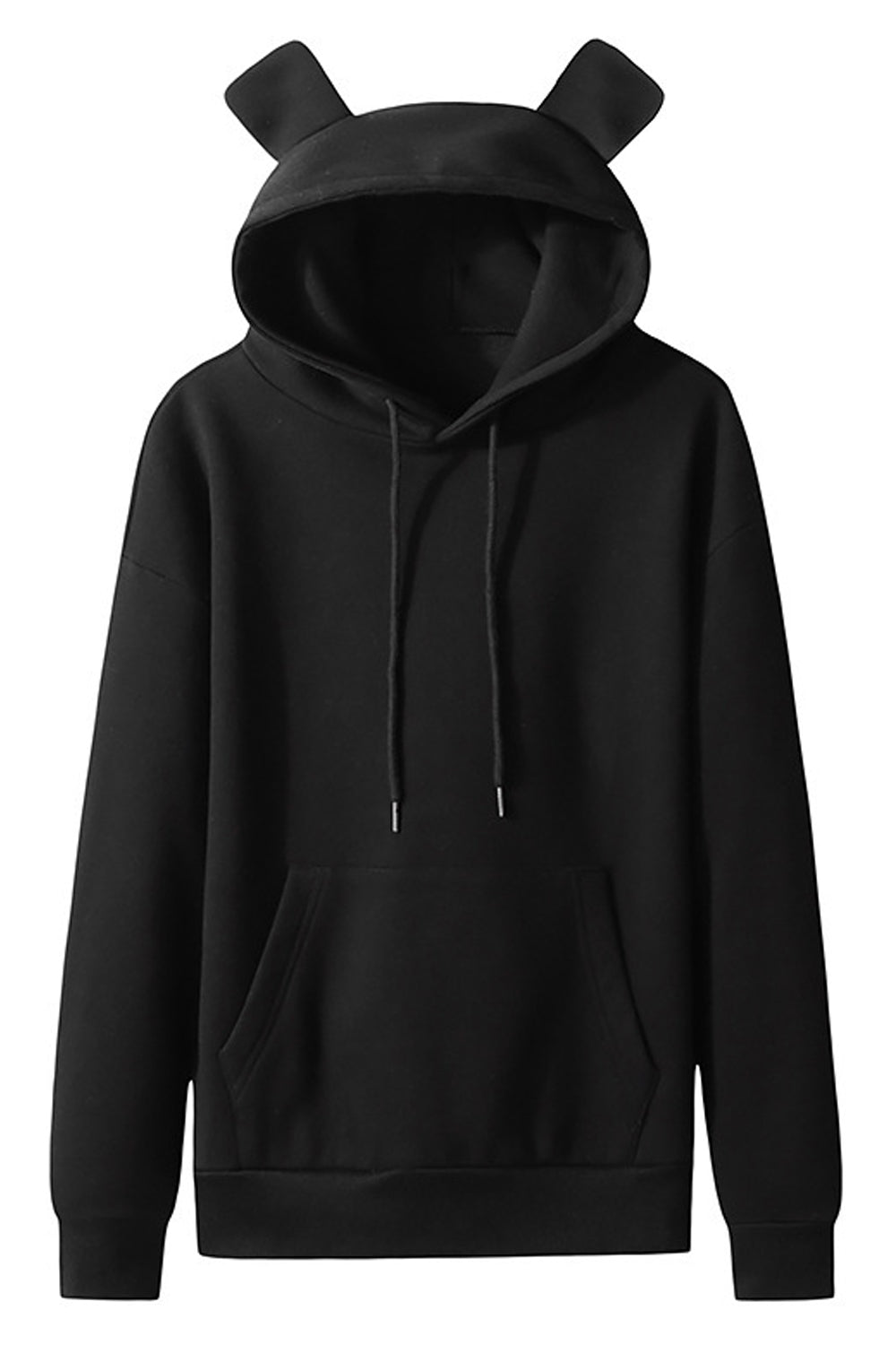 Women Comfortable Long Sleeve Pockets Designed Durable Drawstring Hooded Neck Trendy Solid Colored Pullover Hoodie