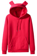 Women Comfortable Long Sleeve Pockets Designed Durable Drawstring Hooded Neck Trendy Solid Colored Pullover Hoodie