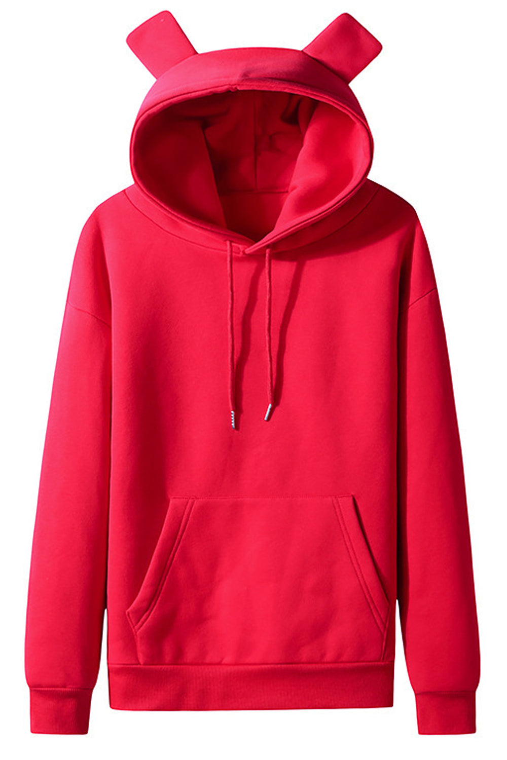 Women Comfortable Long Sleeve Pockets Designed Durable Drawstring Hooded Neck Trendy Solid Colored Pullover Hoodie