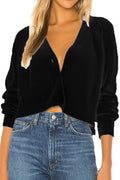 Women Adorable Short Top Style Button Closure Ribbed Cuff Knitted Warm Cardigan