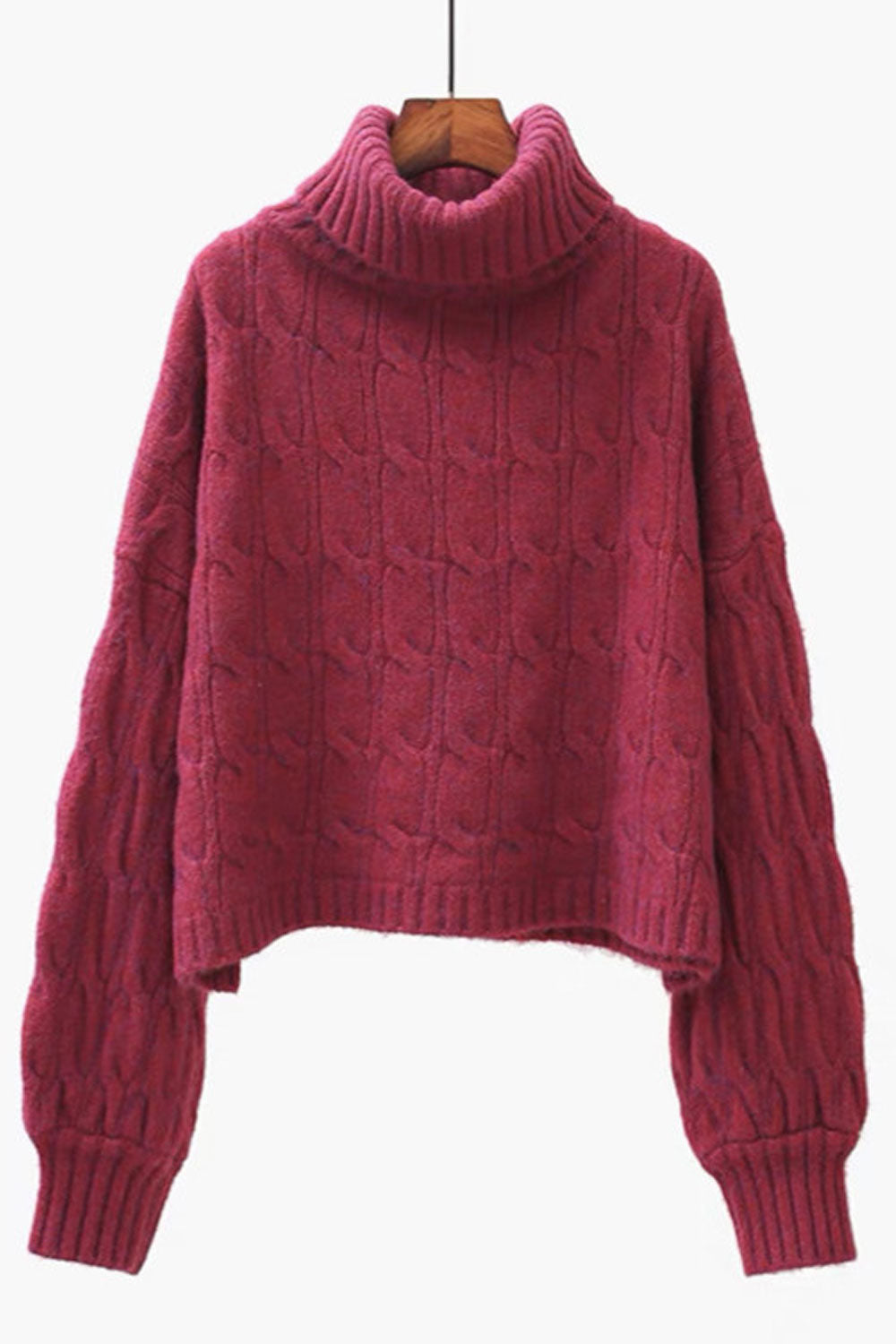 Women Beautiful Knitted Design Foldable High Neck Ribbed Cuff Comfy Winter Sweater