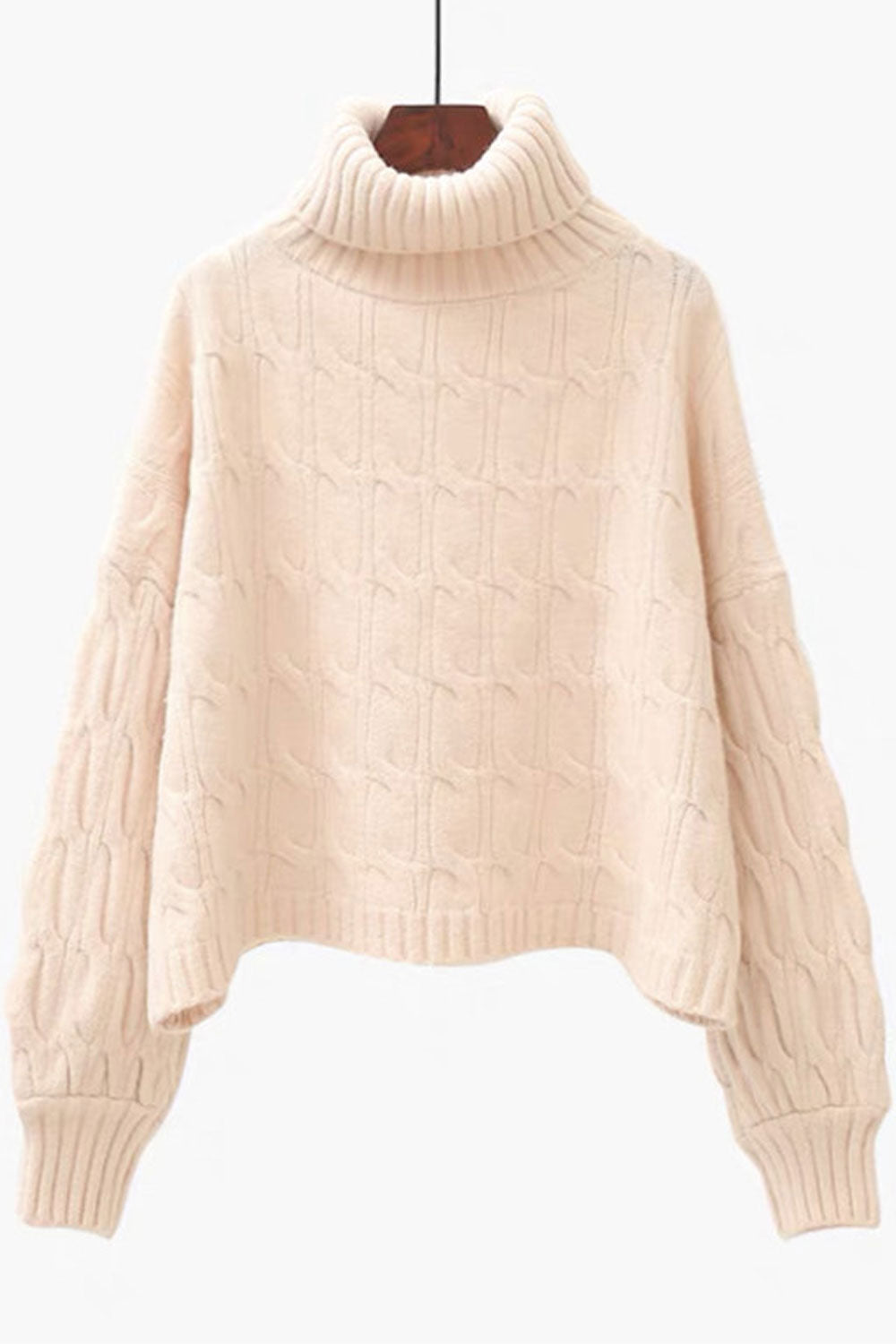 Women Beautiful Knitted Design Foldable High Neck Ribbed Cuff Comfy Winter Sweater