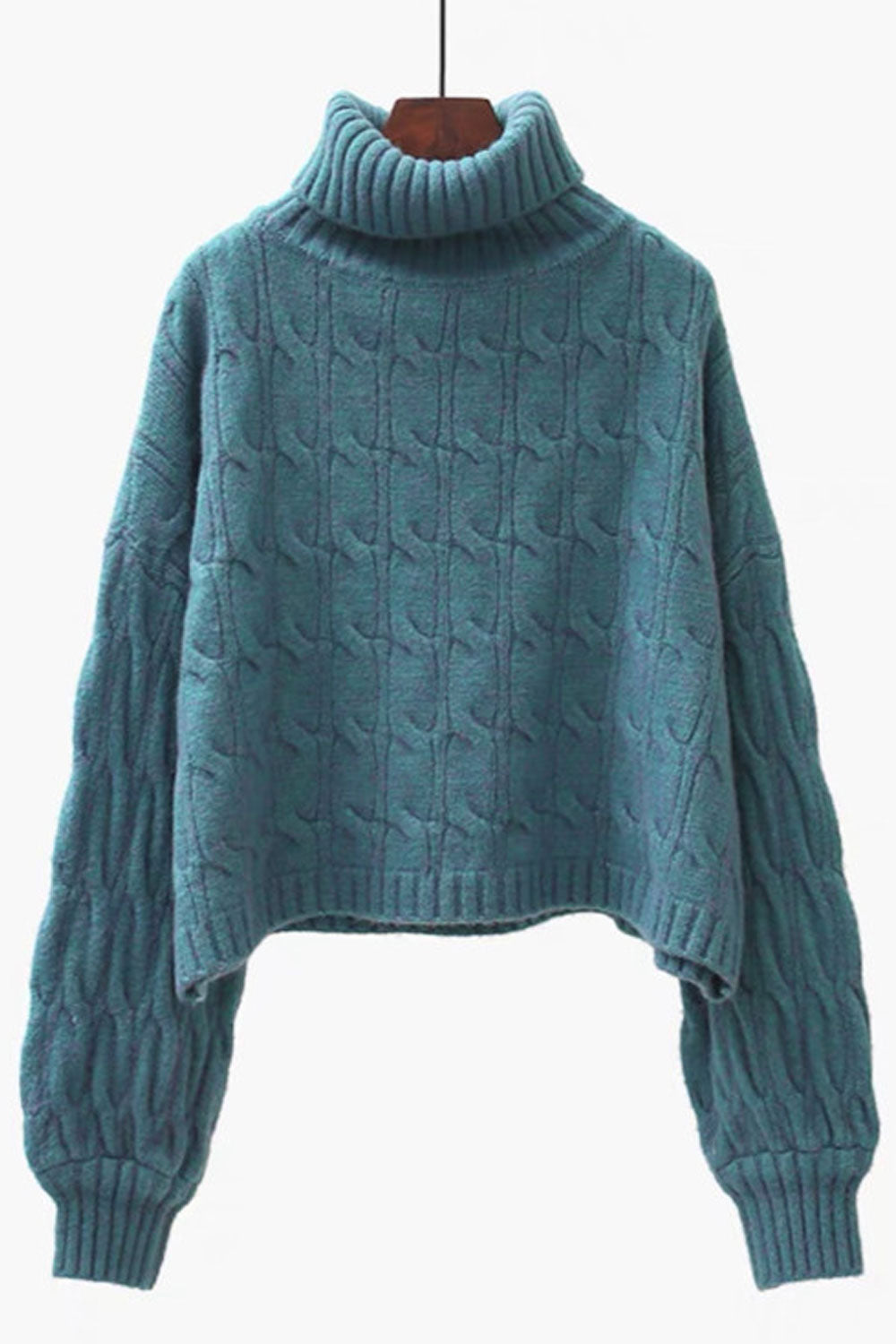 Women Beautiful Knitted Design Foldable High Neck Ribbed Cuff Comfy Winter Sweater