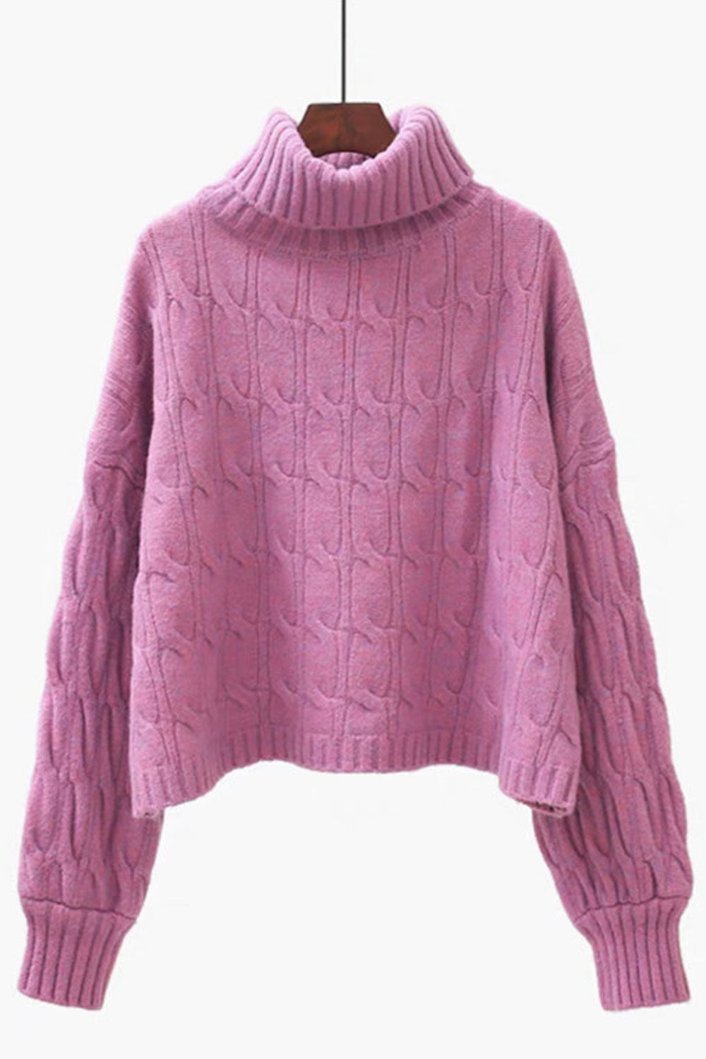 Women Beautiful Knitted Design Foldable High Neck Ribbed Cuff Comfy Winter Sweater