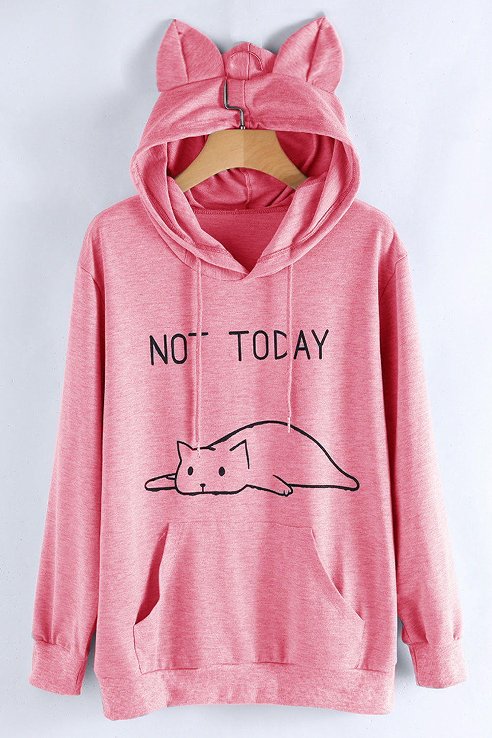 Women Delightful Cat Style Hood Capable Kangaroo Pocket Loose Fit Winter Hoodie