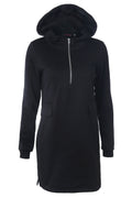 Women Protective Solid Pattern Zip Closure Comfy Flap Pockets Winter Hoodie