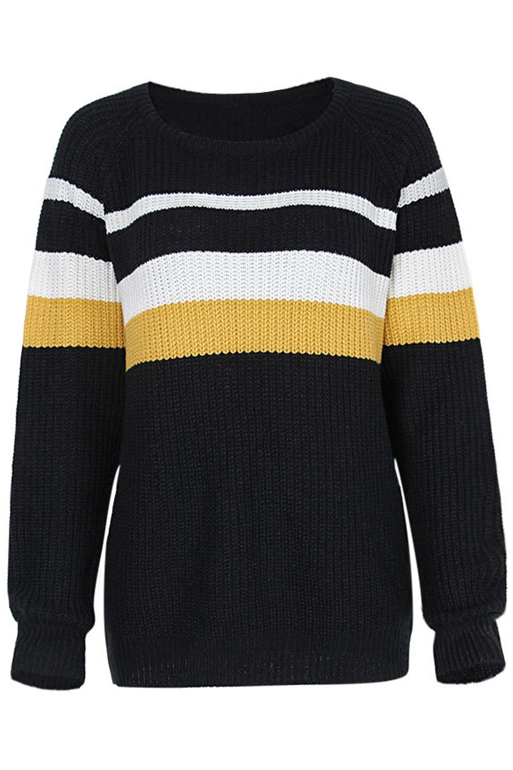 Women Splendid Warm & Comfy Long Sleeve Round Neck Stripe Pattern Winter Sweater