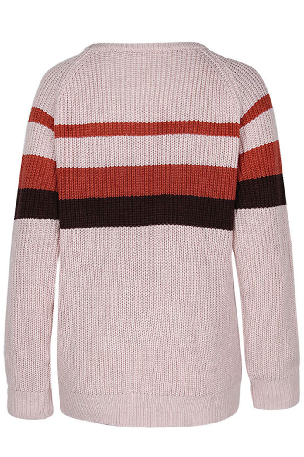 Women Splendid Warm & Comfy Long Sleeve Round Neck Stripe Pattern Winter Sweater