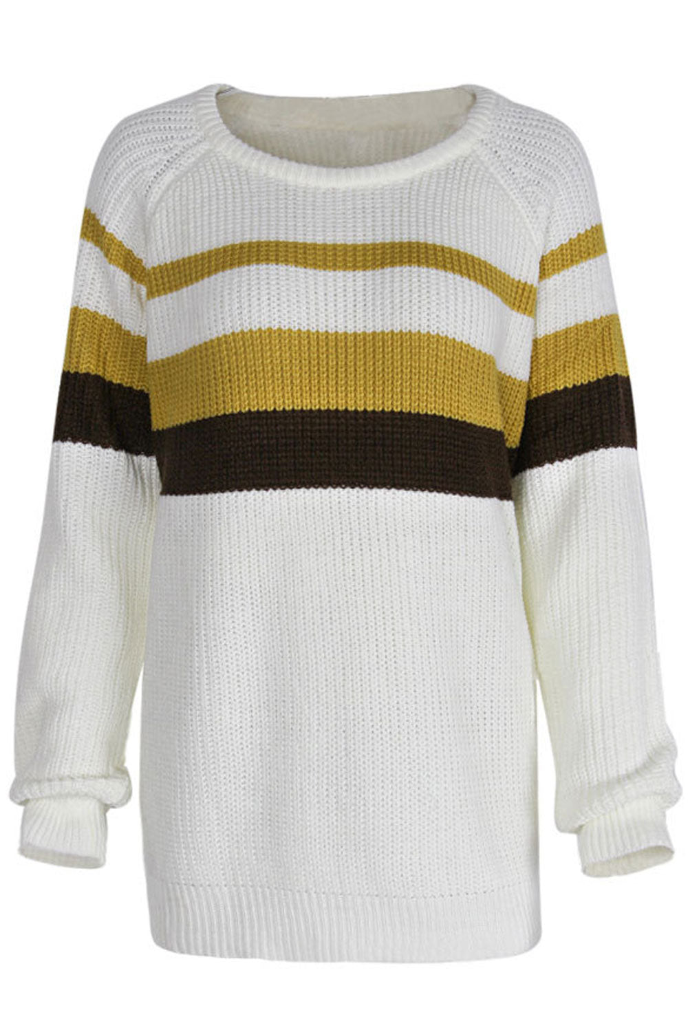 Women Splendid Warm & Comfy Long Sleeve Round Neck Stripe Pattern Winter Sweater
