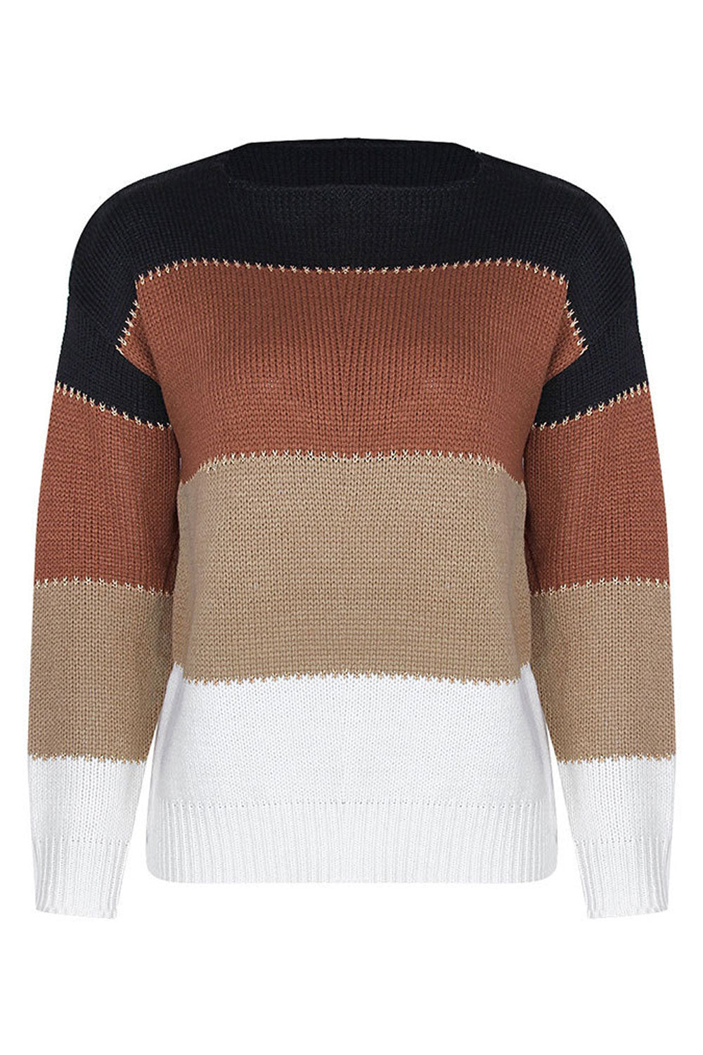 Women Super Comfy & Fashionic Stripe Pattern Loose Fit Long Sleeve Winter Warm Sweater