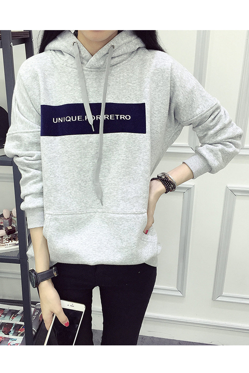 Women Classy Warm Long Sleeve Wonderful Hooded Neck Letter Pattern Winter Hoodie