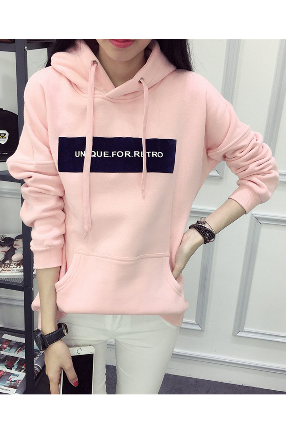 Women Classy Warm Long Sleeve Wonderful Hooded Neck Letter Pattern Winter Hoodie