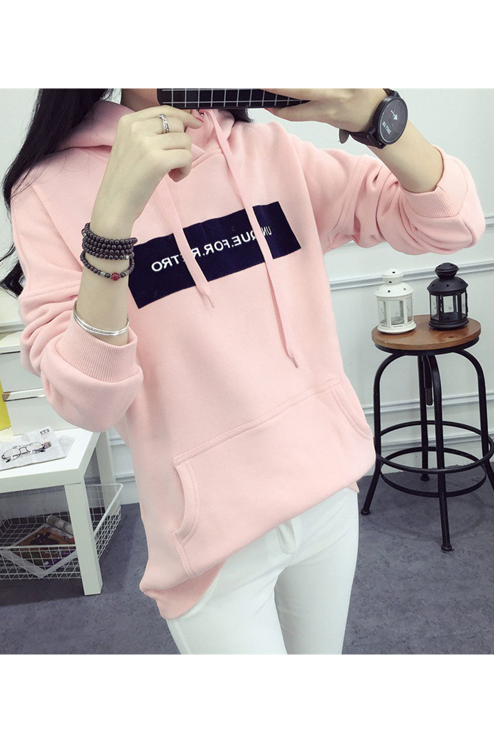 Women Classy Warm Long Sleeve Wonderful Hooded Neck Letter Pattern Winter Hoodie