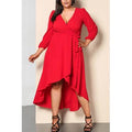 Women Fashionable V-Neck Long Sleeve Attractive Irregular Party Evening Dress