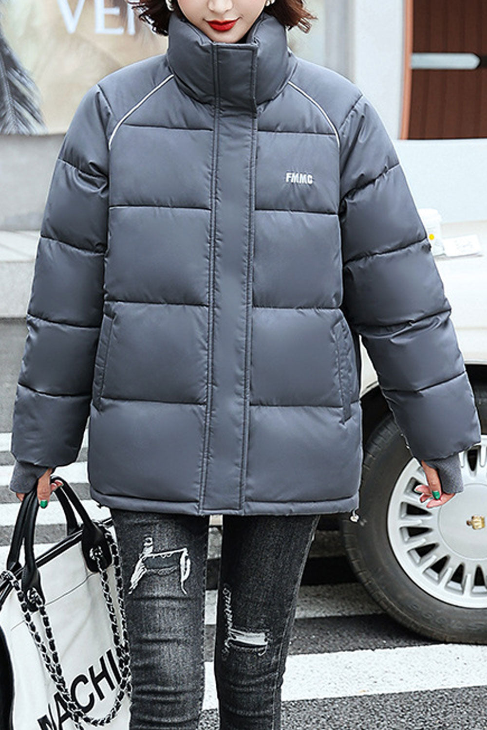 Women Stylish Regular Fit High Collar Padded Jacket
