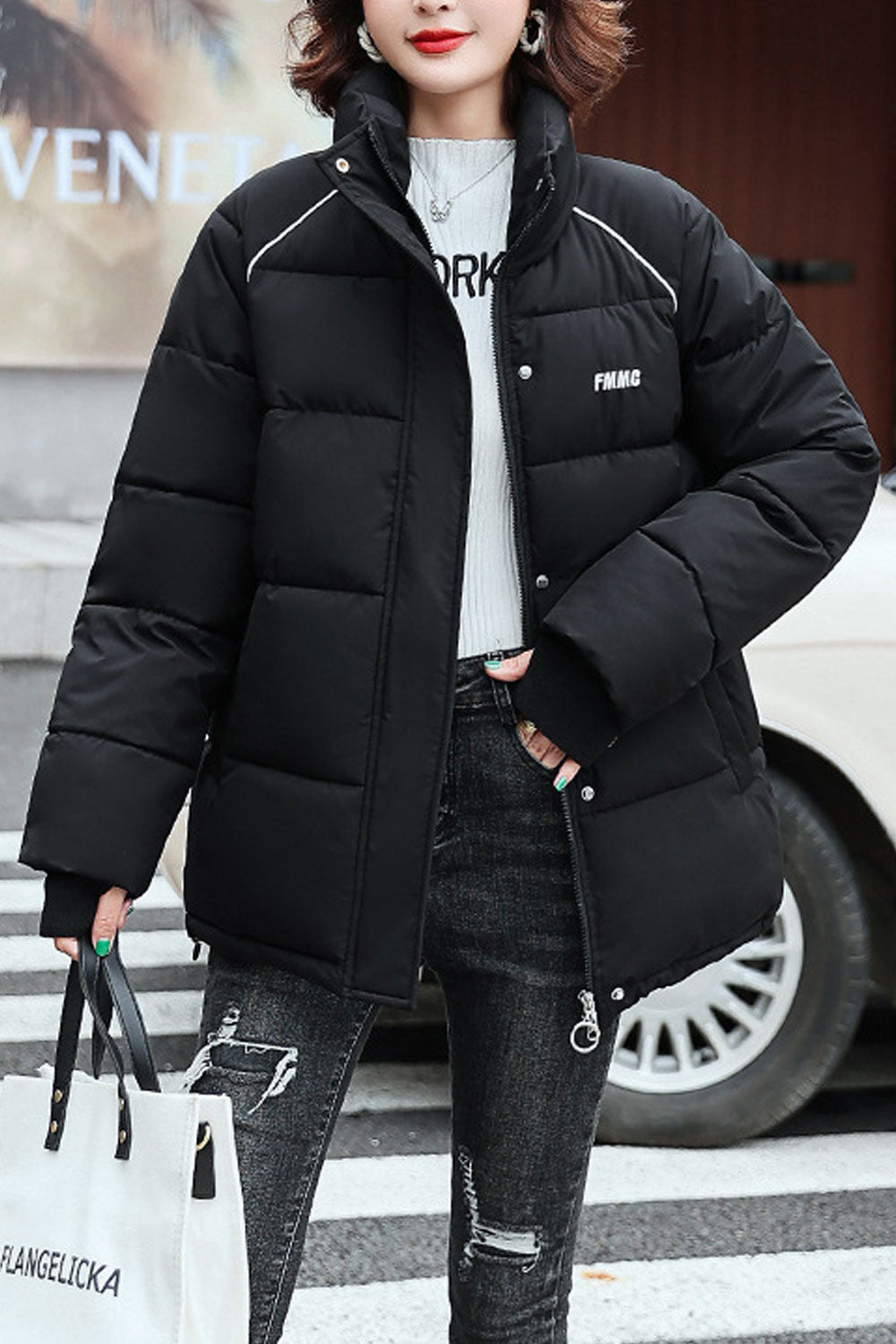 Women Stylish Regular Fit High Collar Padded Jacket
