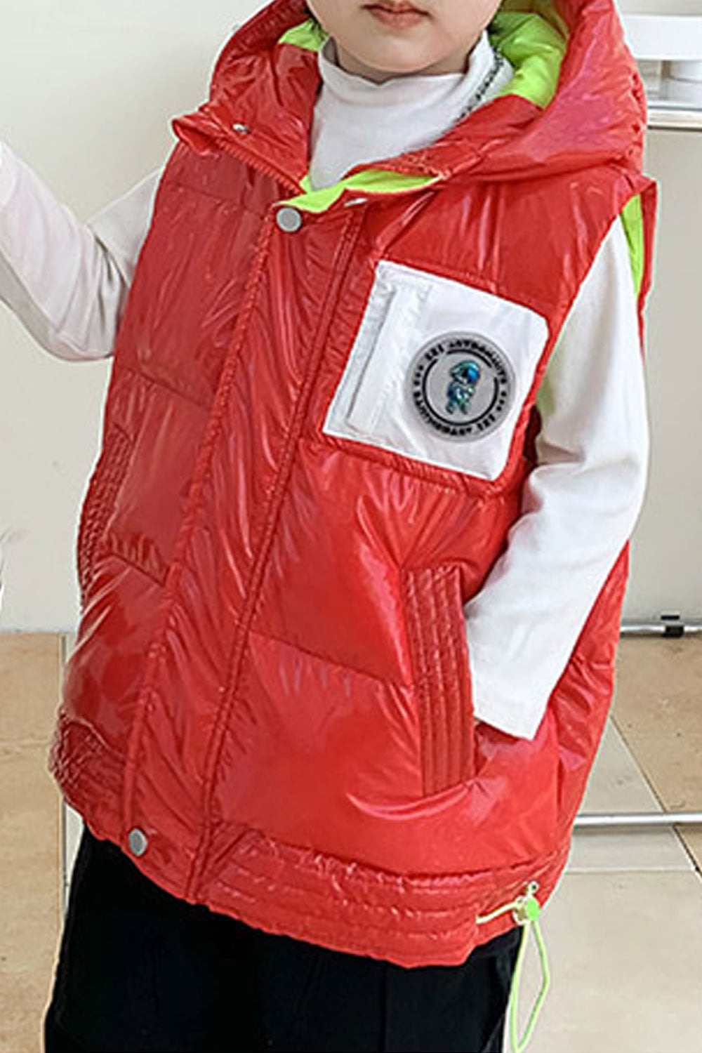 Kids Girls Fashionic Sleeveless Easily Wearable Side Pockets Warm Winter Padded Vest Style Jacket