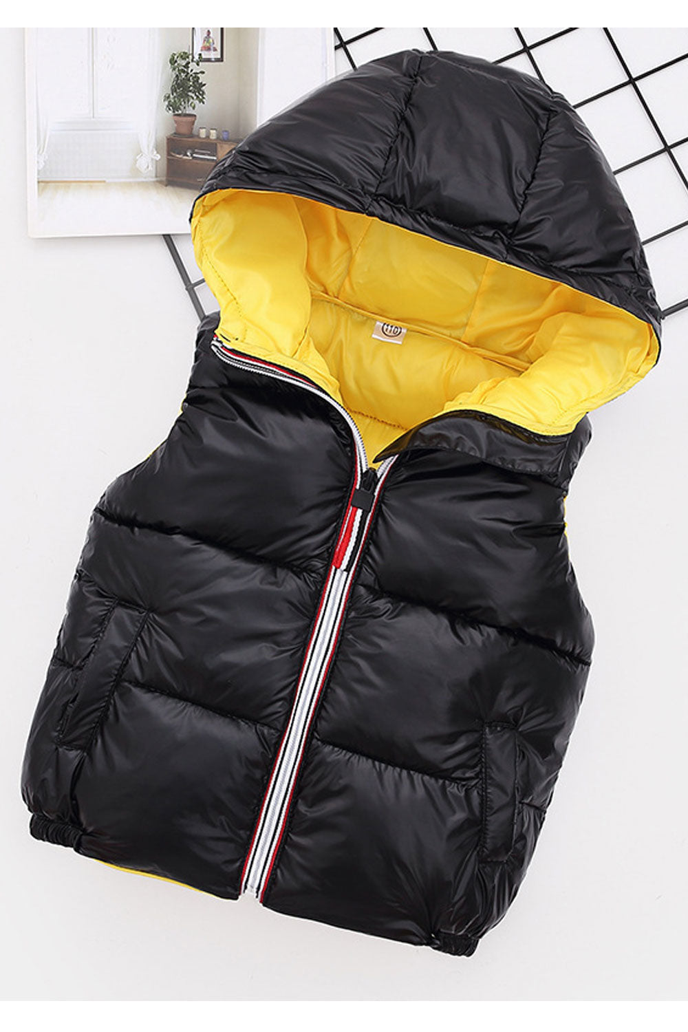 Kids Girls Cute Hooded Sleeveless Side Pockets Quick Zipper Closure Vest Padded Jacket
