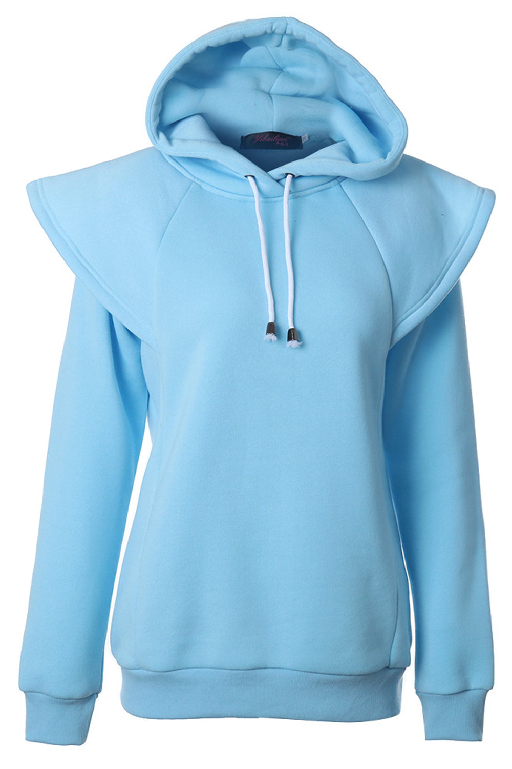 Women Beautiful Shoulder Designed Solid Pattern Long Sleeve Comfy Drawstring Winter Hoodie
