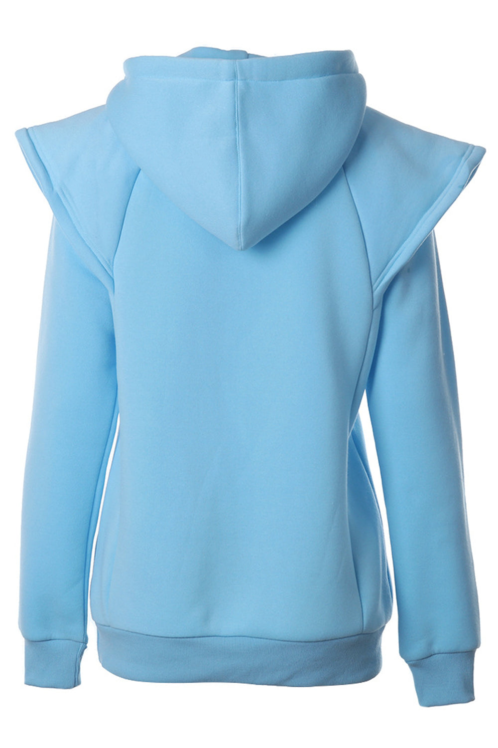 Women Beautiful Shoulder Designed Solid Pattern Long Sleeve Comfy Drawstring Winter Hoodie