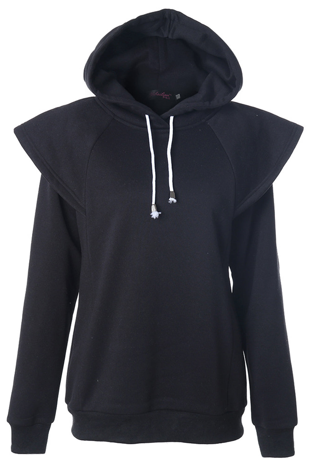 Women Beautiful Shoulder Designed Solid Pattern Long Sleeve Comfy Drawstring Winter Hoodie