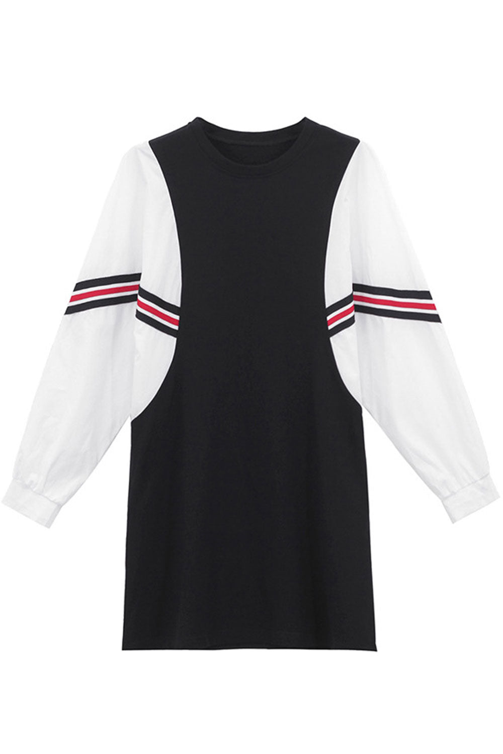 Women Comfy Long Sleeve Round Neck T-Shirt Style Mid-Length Loose Fit Casual Dress