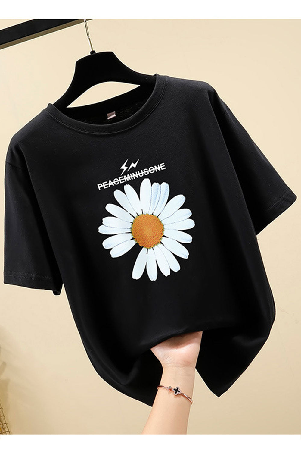 Women Superb Round Flower Printed Short Sleeve Comfortable Summer Top