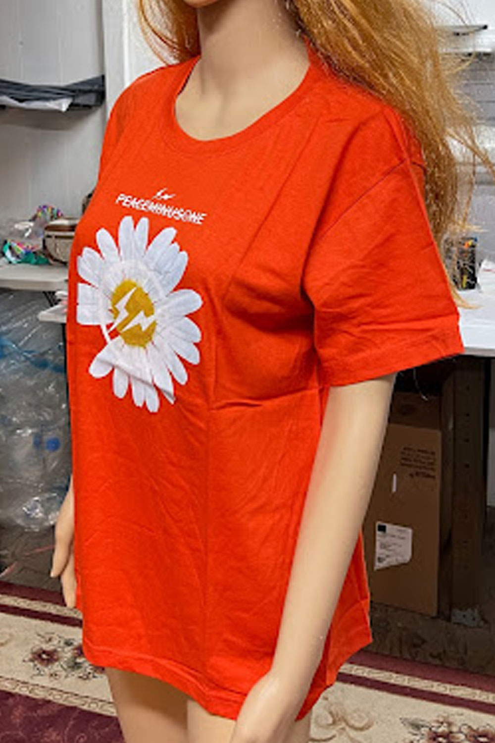 Women Superb Round Flower Printed Short Sleeve Comfortable Summer Top