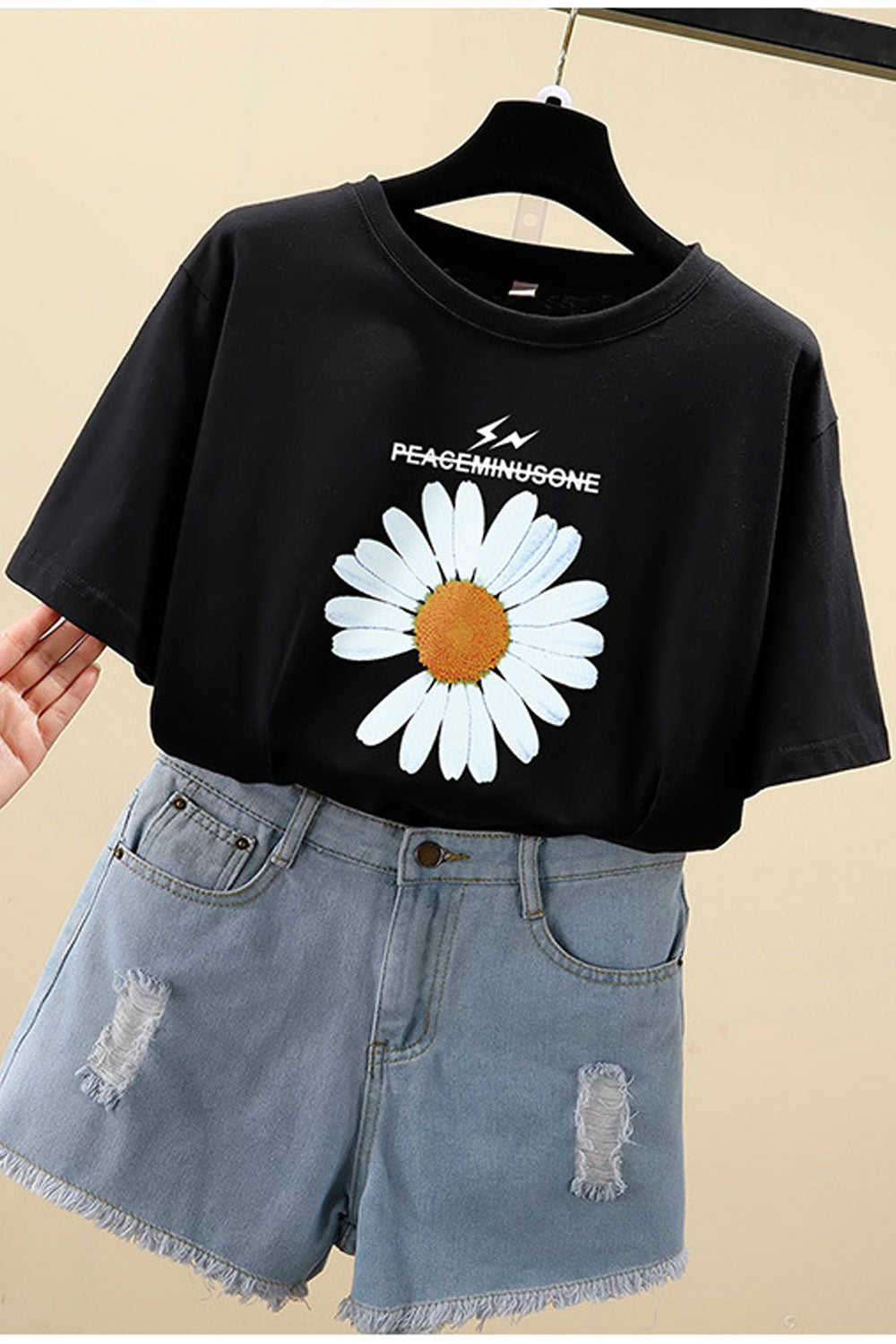 Women Superb Round Flower Printed Short Sleeve Comfortable Summer Top