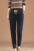 Women Delightful Solid Colored Elasticated Drawstring Waist Pockets Styled Straight Denim Jeans