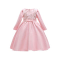 Kids Girls Beautiful Floral Decorated Round Neck Backside Zip Closure Superb Party Dress