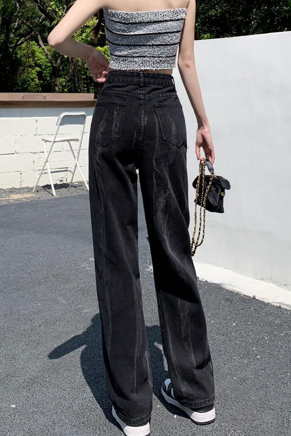 Women Comfortable High-Waist Magnificent Solid Colored Restful High-Waist Casual Jeans