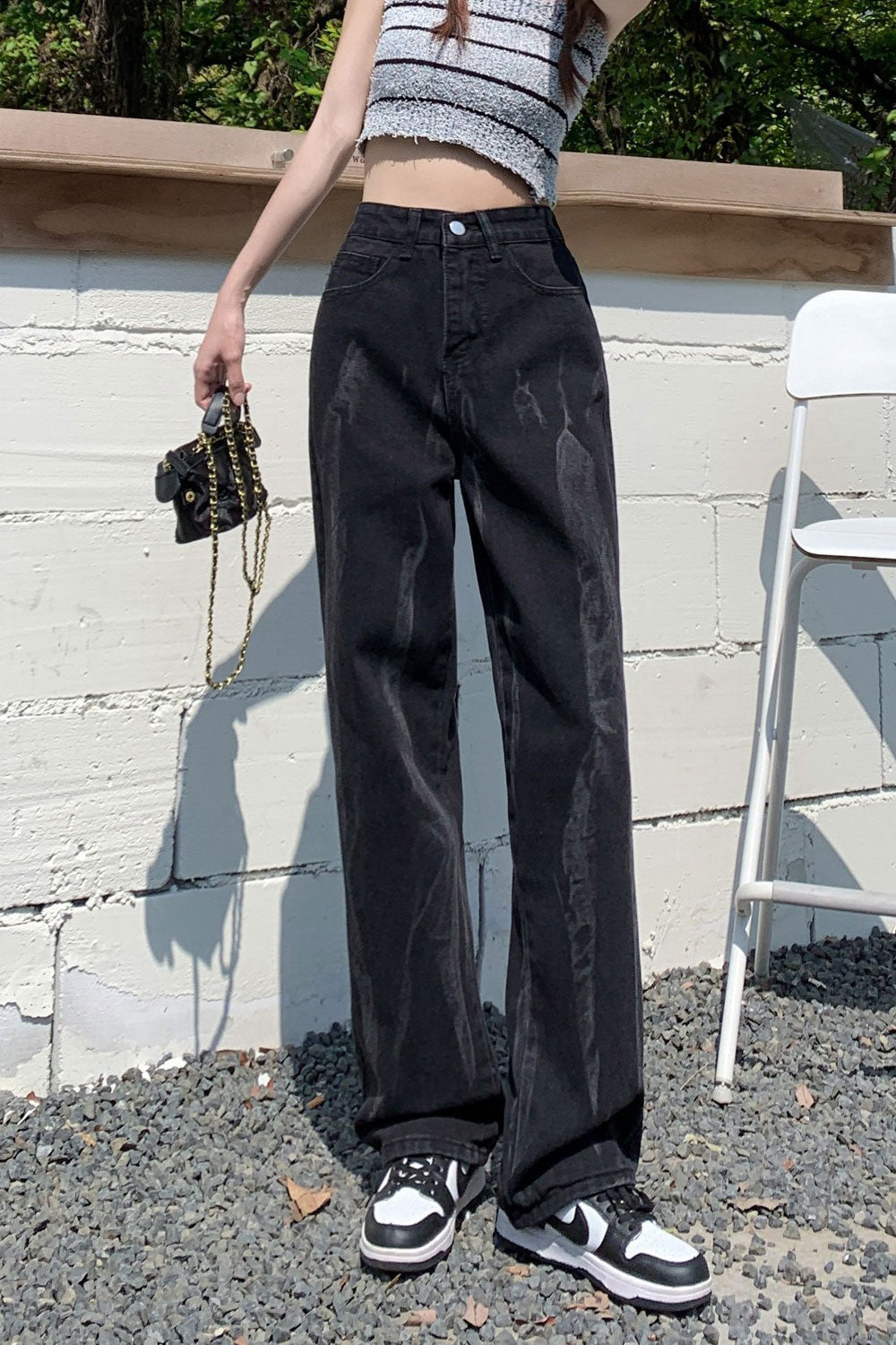 Women Comfortable High-Waist Magnificent Solid Colored Restful High-Waist Casual Jeans