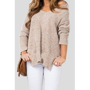 Women Pacifying Long Sleeve V-Neck Winter Reliable Easily Wearable Knitted Sweater
