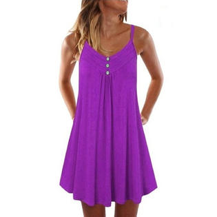 Women Thin Strap Neck Loose Summer Dress