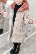 Kids Girls Long Thickened Two Colours Coat