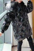 Kids Girls Soft Material Hooded Long Jacket